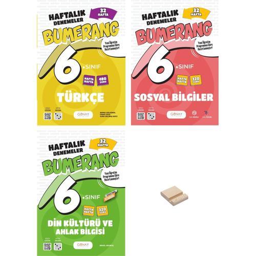 6. Sınıf Bumerang Türkçe Sosyal ve Din 32 Haftalık Denemeleri 3lü Set + Telefon Standı