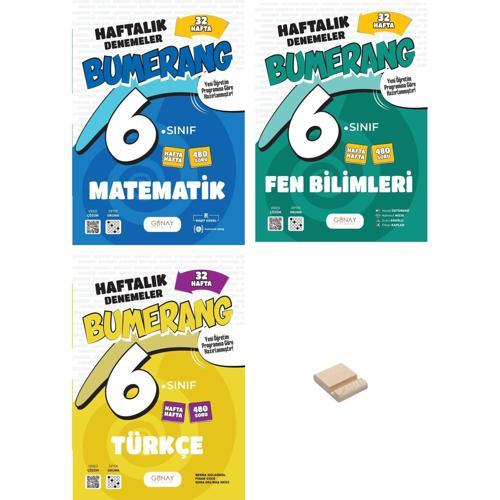 6. Sınıf Bumerang Matematik Fen ve Türkçe 32 Haftalık Denemeleri 3lü Set + Telefon Standı