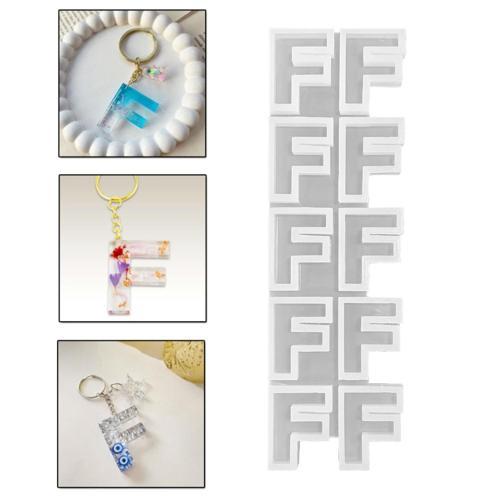 Epoksi Çoklu Silikon Kalıp Düz F Harfi Anahtarlık Reçine Seri Döküm Kalıbı 4 CM 10 Lu