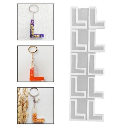 Epoksi Çoklu Silikon Kalıp Düz L Harfi Anahtarlık Reçine Seri Döküm Kalıbı 4 CM 10 Lu