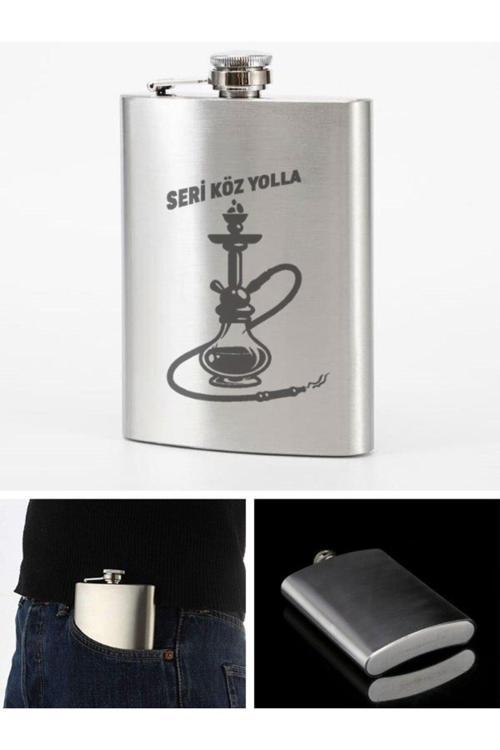 Paslanmaz Çelik Cep Matarası Seri Köz Yolla Temalı 9 Oz 266 Ml İçecek Cep Matarası