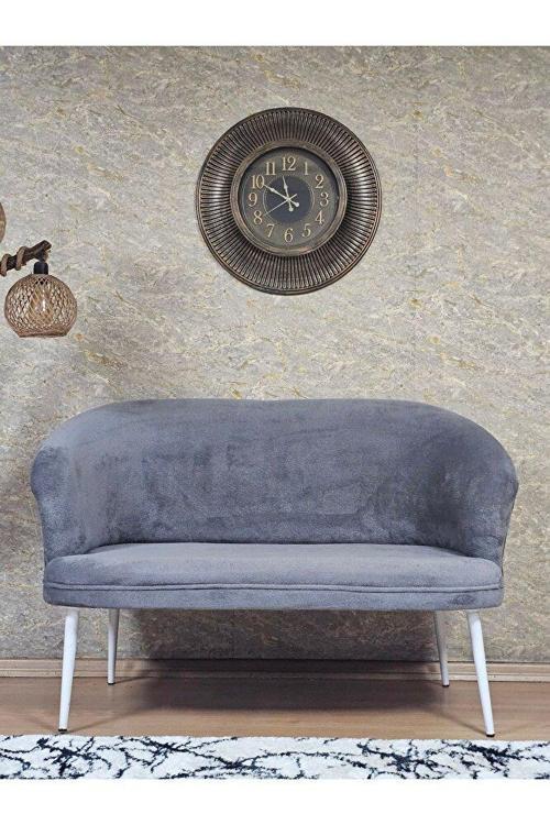 İkili TEDDY Beyaz Boyalı Sivriltme Ayak Çay Seti Koltuk İkili Berjer , Balkon, Salon, Ofis Gri Renk 40,5 Boyut/Ebat