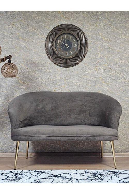 İkili TEDDY Gold Kaplama Sivriltme Ayak Çay Seti Koltuk İkili Berjer , Balkon, Salon, Ofis Kahverengi Renk 40,5 Boyut/Ebat