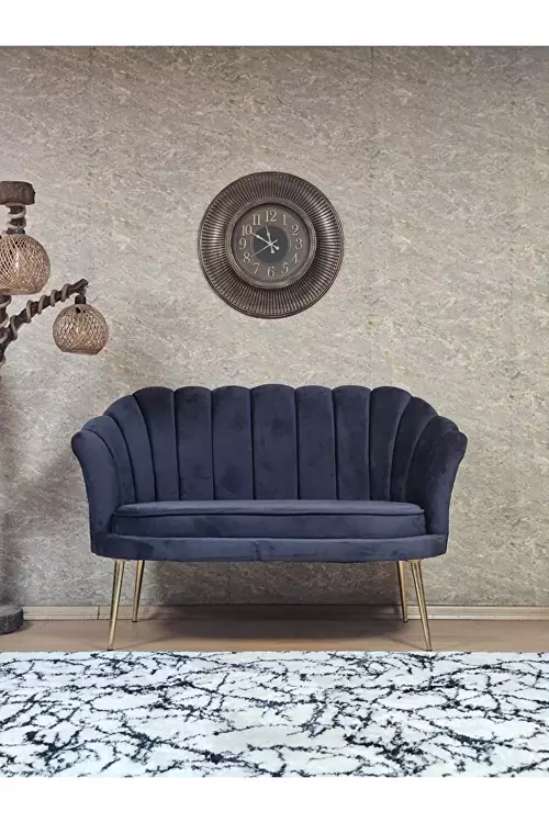 İkili İstiridye Gold Kaplama Sivriltme Ayak Çay Seti Koltuk İkili Berjer , İkili Berjer Koltuk Füme Renk 110 x 48 Boyut/Ebat