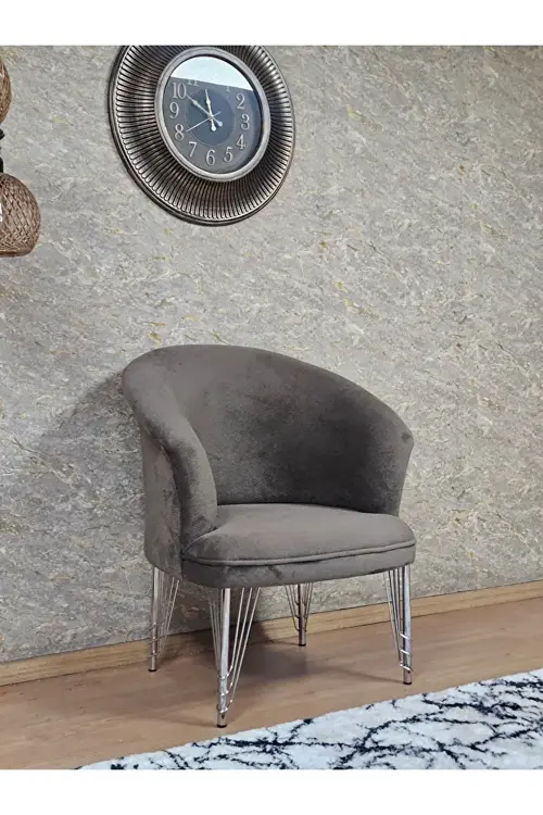 Tekli TEDDY Krom Kaplama Telli Ayak Çay Seti Koltuk Tekli Berjer , Balkon, Salon, Ofis Kahverengi Renk 40,5 Boyut/Ebat