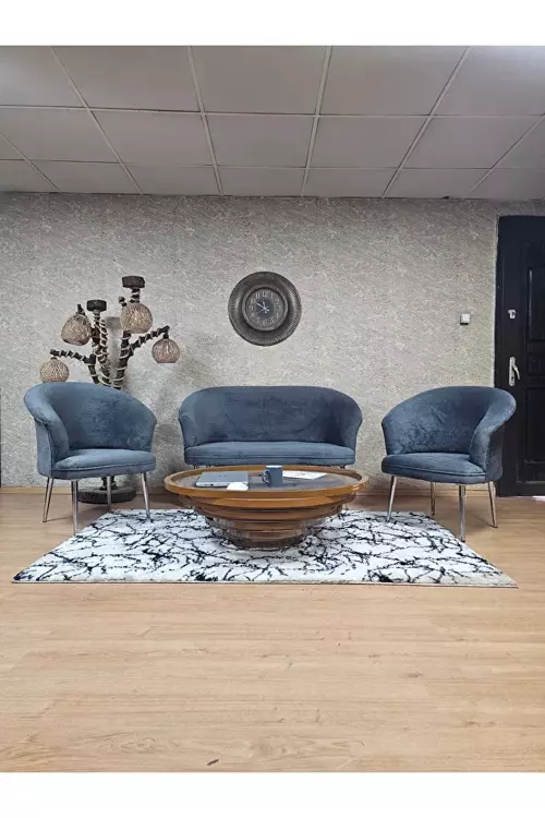 TEDDY Takım Krom Kaplama Sivriltme Ayak Çay Seti Koltuk - Berjer , Balkon, Salon, Ofis Füme Renk 40 x 125 Boyut/Ebat