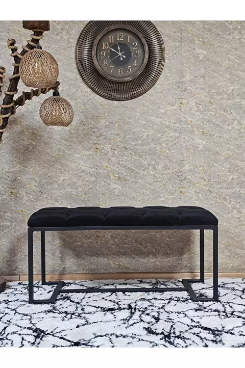 Siyah Boyalı - L - Ayaklı 100 cm x 38 cm Oturak - Bench - Makyaj Taburesi - Makyaj Oturak Siyah Renk 100 x 40 Boyut/Ebat