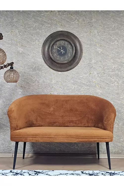 İkili TEDDY Siyah Boyalı Sivriltme Ayak Çay Seti Koltuk İkili Berjer , Balkon, Salon, Ofis Kiremit Renk 40,5 Boyut/Ebat