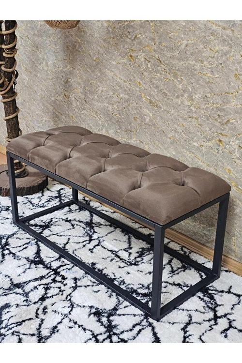 Siyah Boyalı Diktörtgen 100 cm x 40 cm Oturak Puf - Bench - Makyaj Oturağı - Oturak Kahverengi Renk 100 x 40 Boyut/Ebat