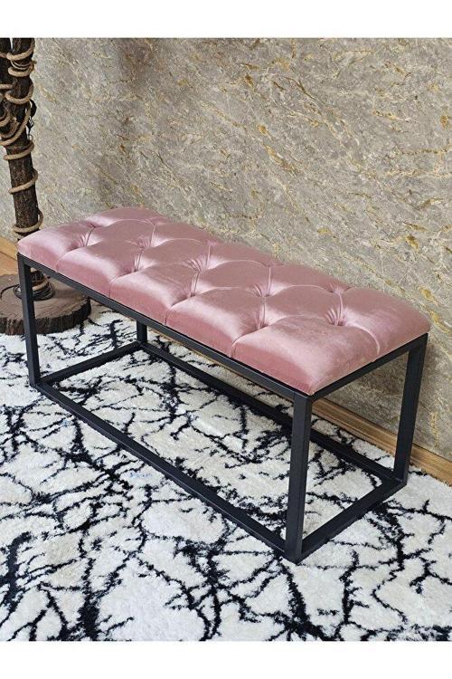 Siyah Boyalı Diktörtgen 100 cm x 40 cm Oturak Puf - Bench - Makyaj Oturağı - Oturak Pembe Renk 100 x 40 Boyut/Ebat