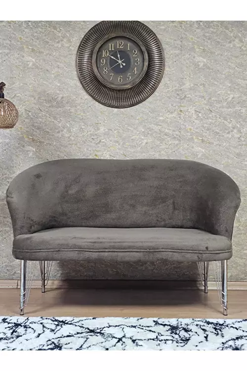 İkili TEDDY Krom Kaplama Telli Ayak Çay Seti Koltuk İkili Berjer , Balkon, Salon, Ofis Kahverengi Renk 40,5 Boyut/Ebat