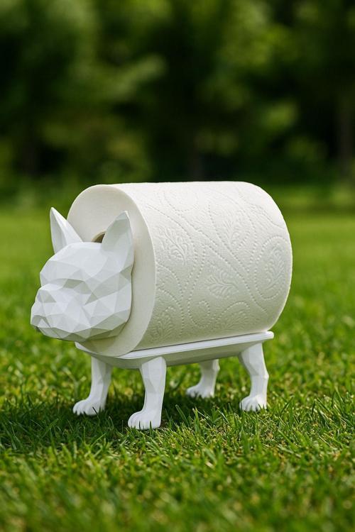 Dekoratif Tuvalet Kağıdı Pratik Ev Dekorasyon Buldog Tuvalet Tasarım Beyaz 14 X 12 Cm