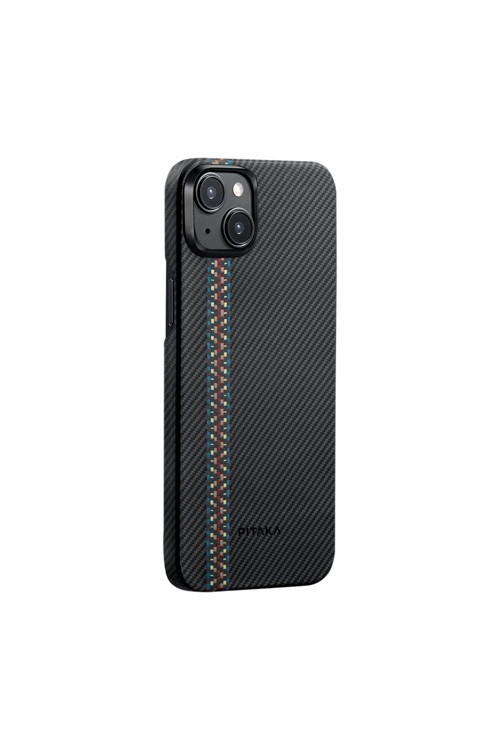 İphone 15 Kılıf Magsafe Uyumlu 600D Karbon Fiber Pitaka Tactile Woven Orchestra Seri Rhapsody Siyah