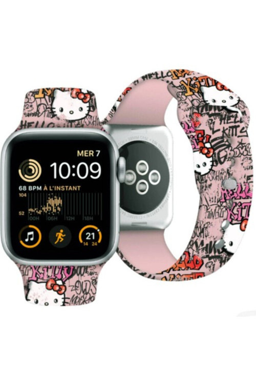 Apple Watch 41Mm Uyumlu Lisanslı Etiket Graffiti Silikon Kordon