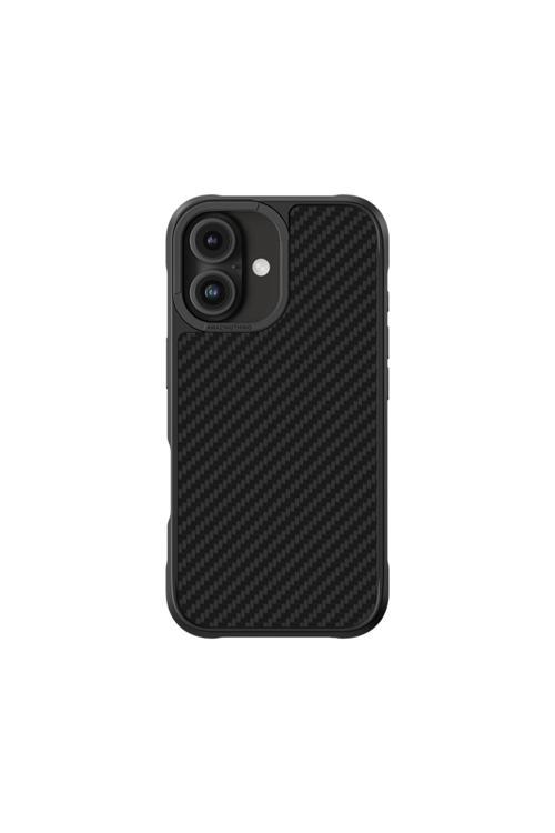 İphone 16 Plus Kılıf Magsafe Özellikli 1500D Aramid Fiber Titan Max Serisi Kapak Siyah