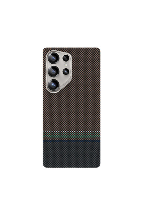 Galaxy S25 Ultra Kılıf Magsafe Uyumlu Karbon Fiber Prestige Armorair Kevlar Kapak Gold