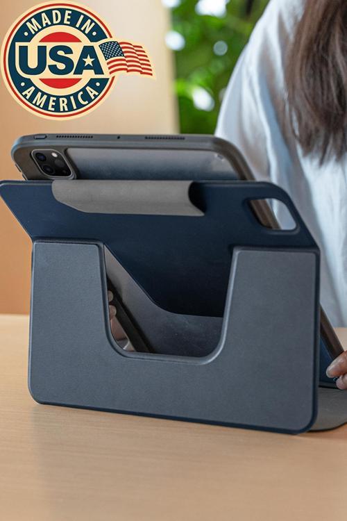 İpad Pro 11 2024 Raptic Spin Detachable Folio Pu Ayrılabilir Kalem Bölmeli Standlı Kılıf Siyah