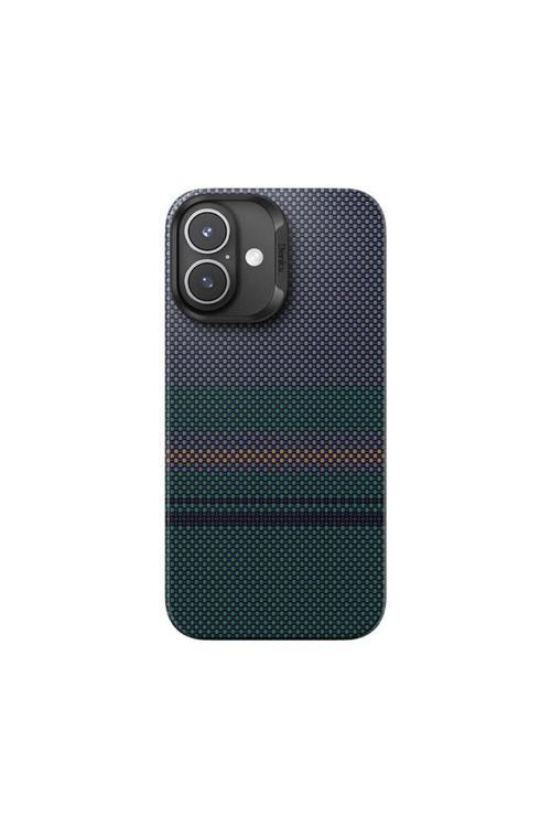 İphone 16 Plus Uyumlu Kılıf Magsafe Şarj Özellikli Karbon Fiber Aurora Armorair Kevlar Siyah