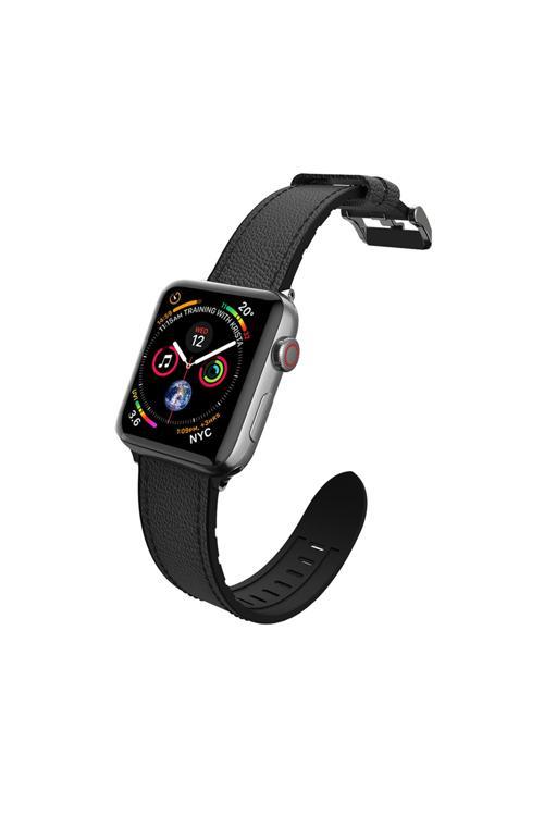 Watch 40Mm Uyumlu Deri Kordon Raptic Hybrid Leather Serisi Siyah