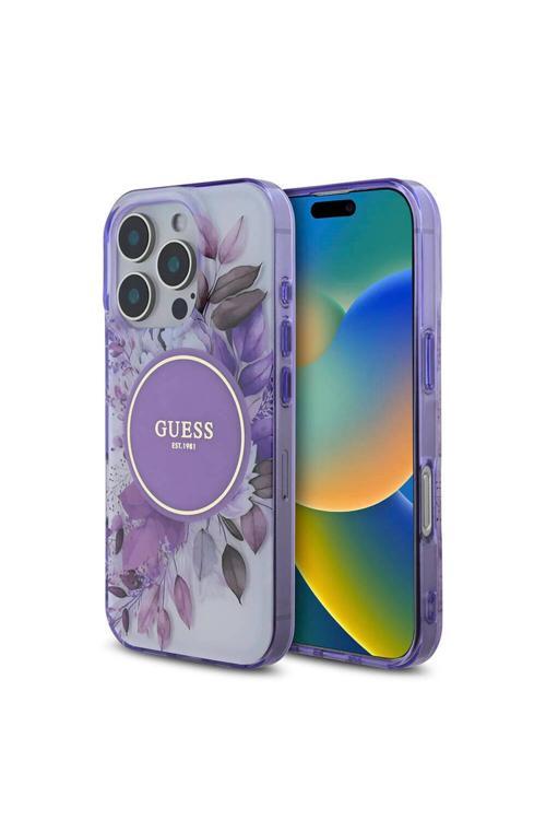 İphone 16 Pro Uyumlu Kılıf Lisanslı Magsafe Şarj Özellikli Flower Tonal Circle Mor