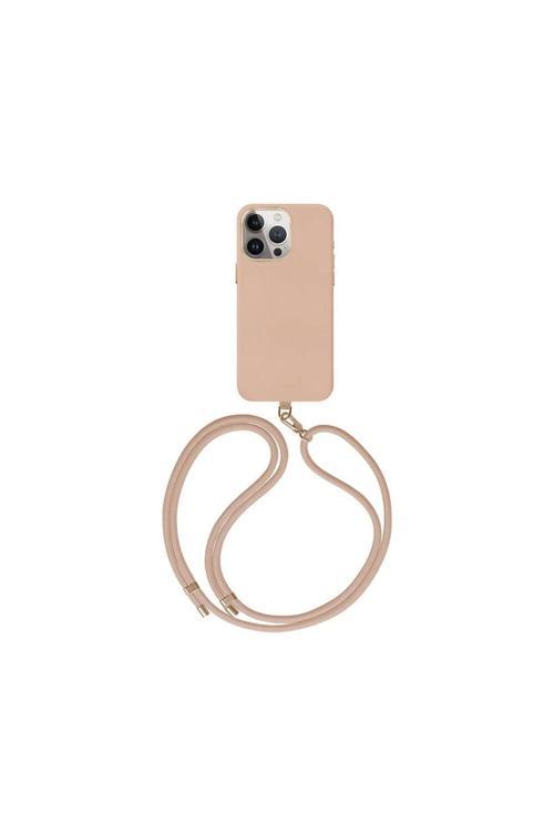 İphone 15 Pro Uyumlu Kılıf Magsafe Şarj Özellik Soft Arka Yüzey Askı Ipli Muse Kılıf Rose Gold