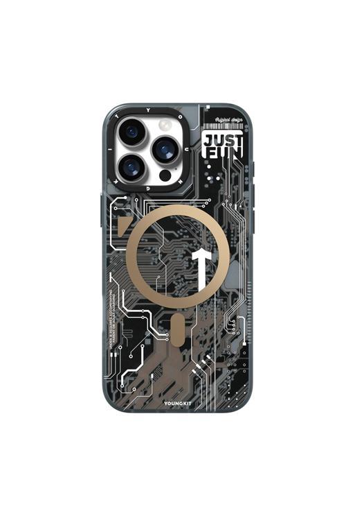 İphone 16 Pro Max Kılıf Magsafe Uyumlu Kamera Denetim Butonlu Technology Serisi Kapak Gold