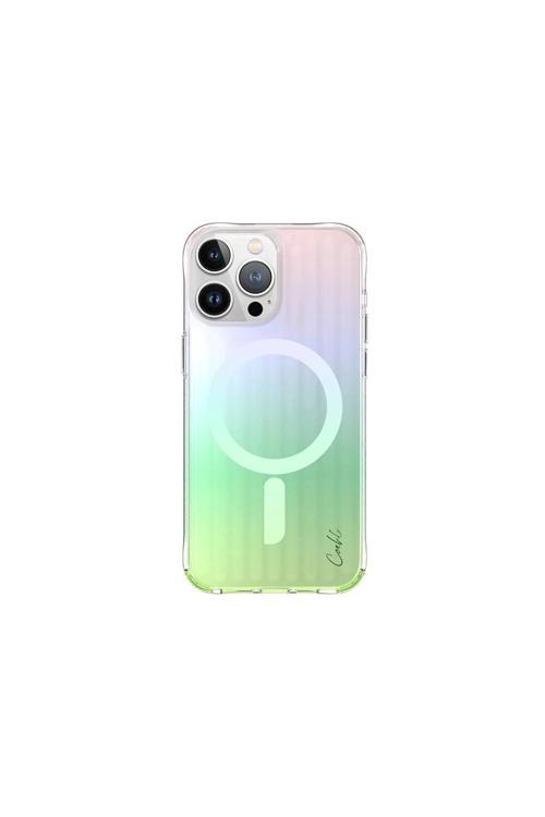 İphone 15 Pro Max Uyumlu Kılıf Magsafe Şarj Özellikli Parlayan Arka Yüzey Linear Kılıf Yeşil