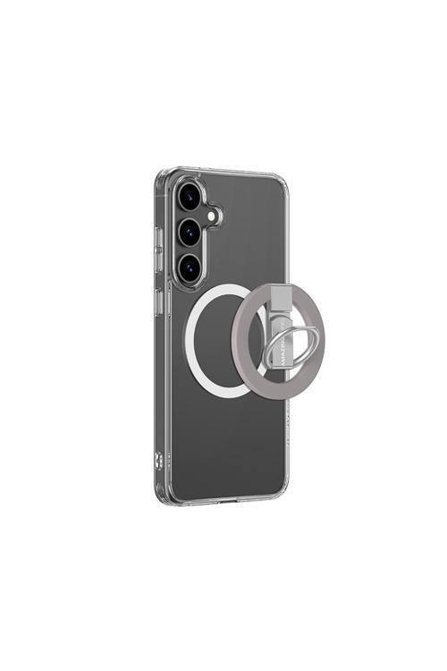 Galaxy S25 Plus Kılıf M-Safe Uyumlu Yüzük Standlı Minimal Grip Serisi Kapak Gri