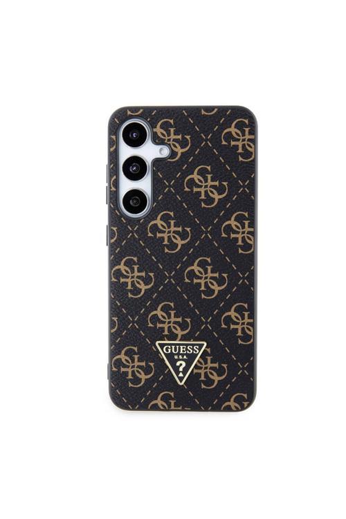 Galaxy S24 Uyumlu Kılıf Lisanslı Pu Üçgen Logo 4G Desenli Kapak Siyah