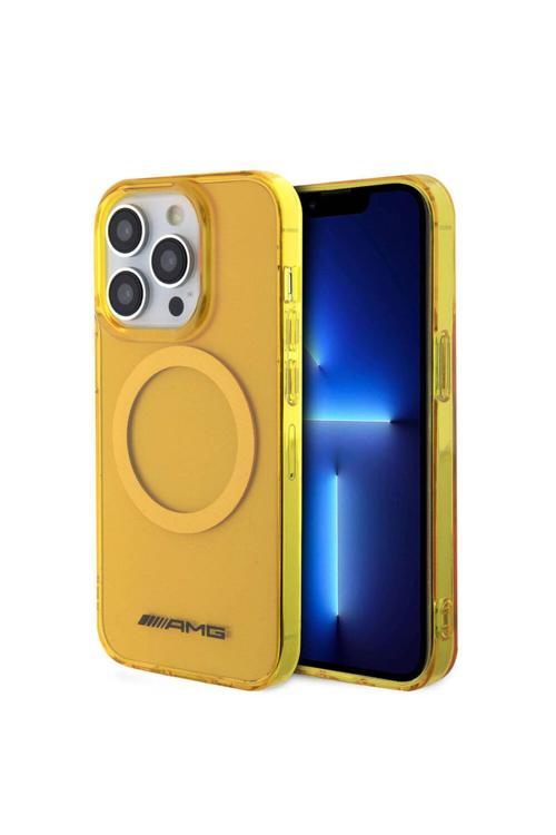 İphone 15 Pro Uyumlu Kılıf Lisanslı Magsafe Şarj Özellikli Transparan Kapak Sarı