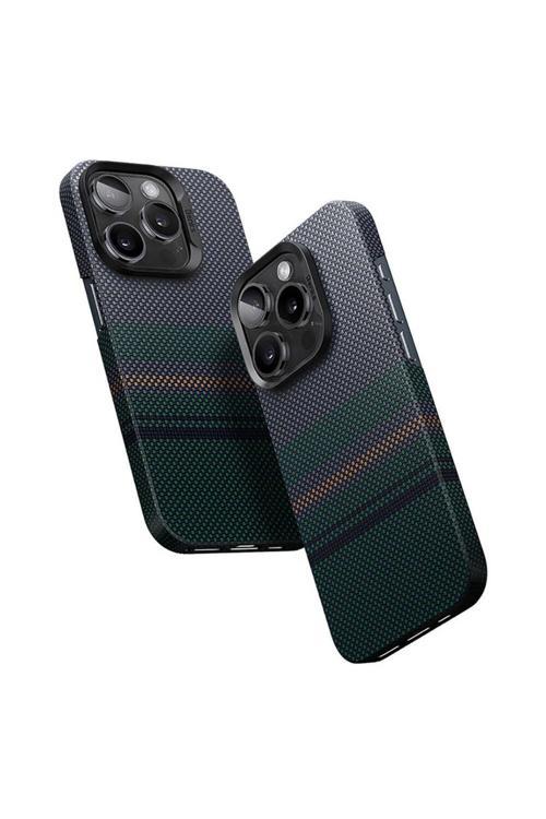 İphone 15 Pro Uyumlu Kılıf Magsafe Şarj Özellikli Karbon Fiber Aurora Armorair Kevlar Kapak