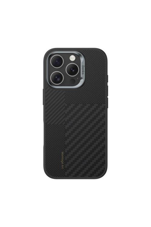İphone 16 Pro Max Kılıf Magsafe Şarj Özellik Karbon Fiber Montage Hybrid Armorpro Kevlar Siyah