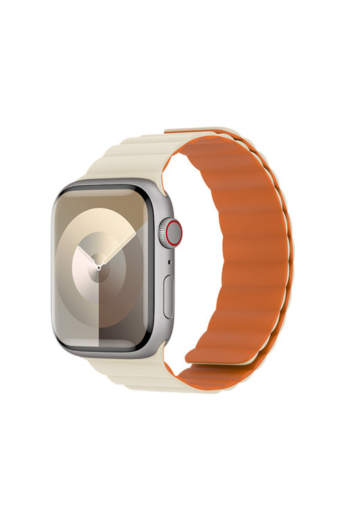 Watch 7 41Mm Magnetik Tak Çıkar Silikon Strap Kayış Starlight - Turuncu