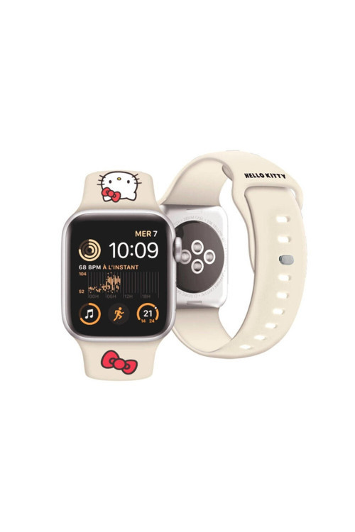 Apple Watch 38Mm Uyumlu Lisanslı Yazı Logolu Fiyonk & Kitty Head Silikon Kordon