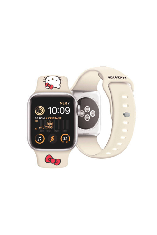 Apple Watch 40Mm Uyumlu Lisanslı Yazı Logolu Fiyonk & Kitty Head Silikon Kordon