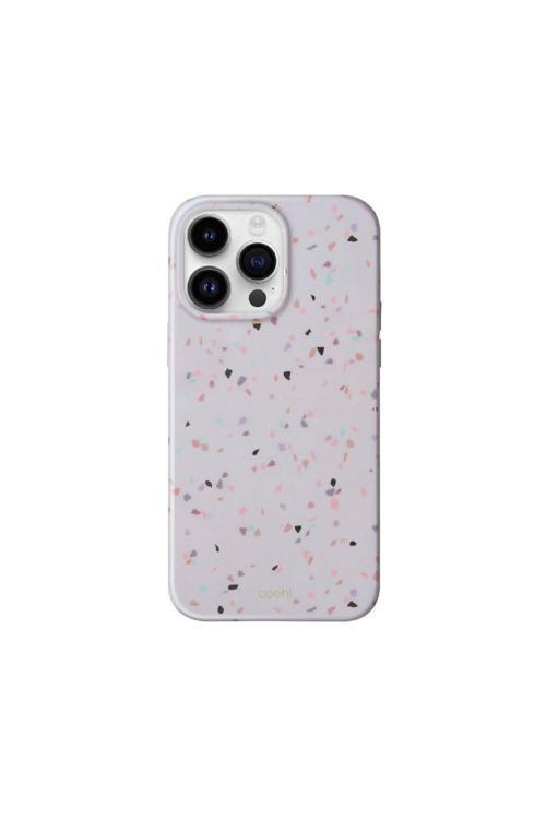 İphone 14 Pro Max Uyumlu Kılıf Mozaik Desenli Terrazzo Kılıf Gri
