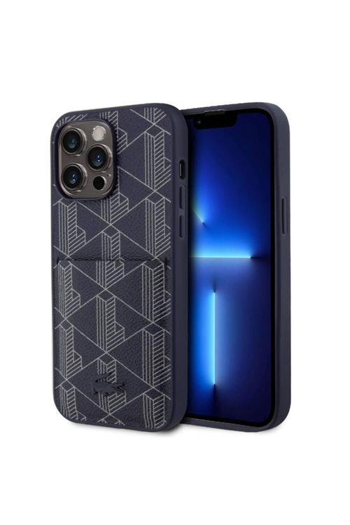 İphone 15 Pro Kılıf Lisanslı Magsafe Şarj Özellik Pu Deri Görünüm Kartlıklı Lacivert