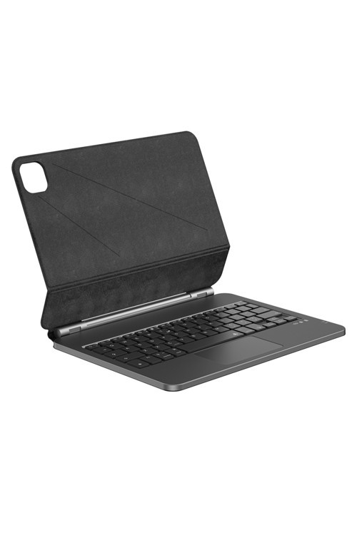 İpad Air 10.9 2022 (5.Nesil) Mk-003 Gizli Kalem Bölmeli Touchpad Klavyeli Standlı Kılıf Siyah
