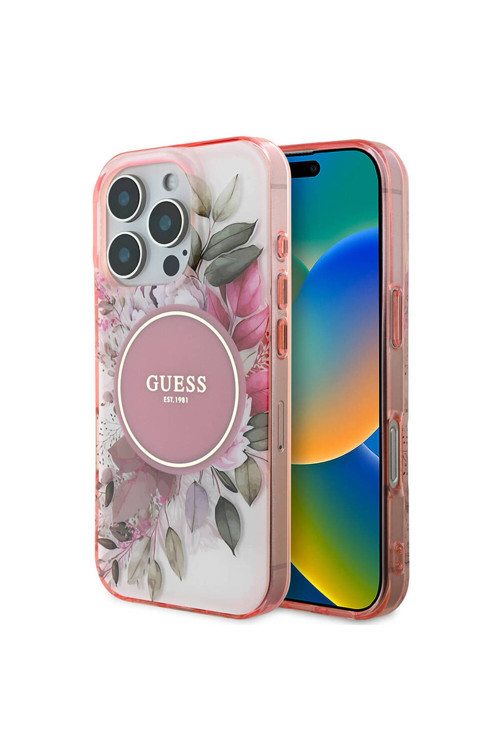 İphone 16 Pro Max Uyumlu Kılıf Lisanslı Magsafe Özellikli Flower Tonal Circle Pembe