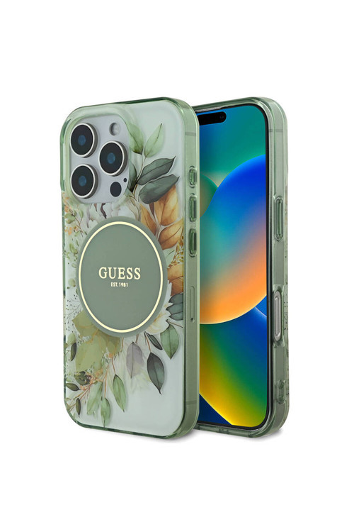 İphone 16 Pro Max Uyumlu Kılıf Lisanslı Magsafe Özellikli Flower Tonal Circle Yeşil