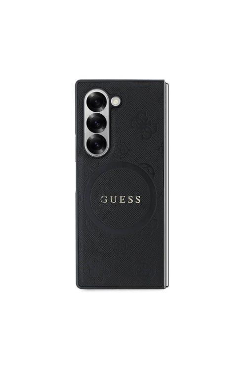 Galaxy Z Fold 6 Uyumlu Kılıf Lisanslı Saffiano Metal Logo Kapak Siyah