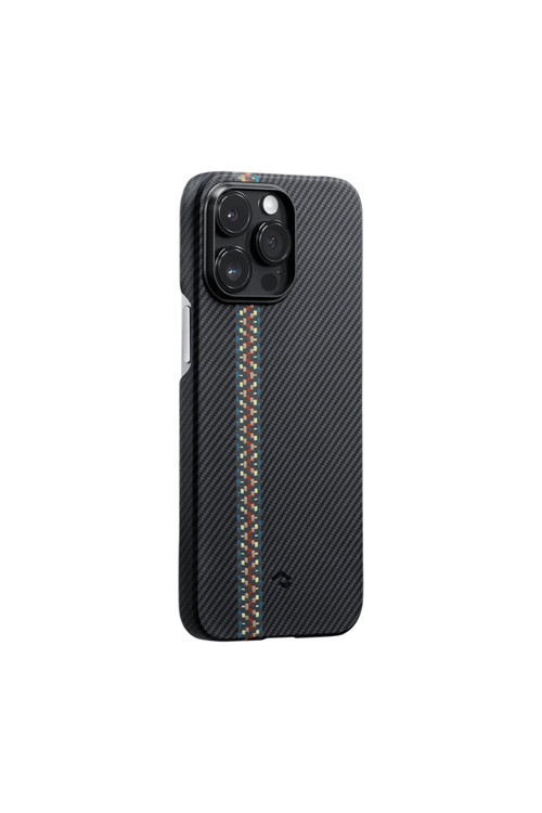İphone 14 Pro Kılıf Magsafe Uyumlu 600D Karbon Fiber Pitaka Tactile Woven Orchestra Rhapsody Siyah