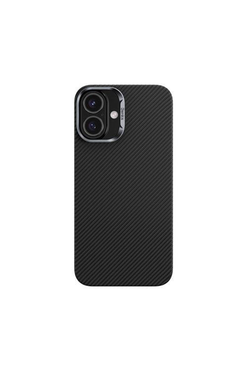 İphone 16 Plus Uyumlu Kılıf Magsafe Şarj Özellikli Magnetik Armorair 600D Kevlar Fiber Siyah