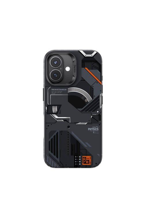 İphone 16 Plus Uyumlu Kılıf Magsafe Şarj Özellikli Mekanik Tasarımlı Perspective Serisi Siyah