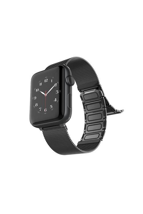 Watch Ultra 49Mm Uyumlu Magnetik Metal Hasır Kordon Raptic Classic Plus Serisi Siyah