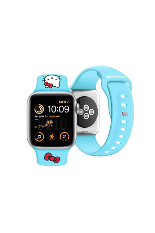 Apple Watch 38Mm Uyumlu Lisanslı Yazı Logolu Fiyonk & Kitty Head Silikon Kordon
