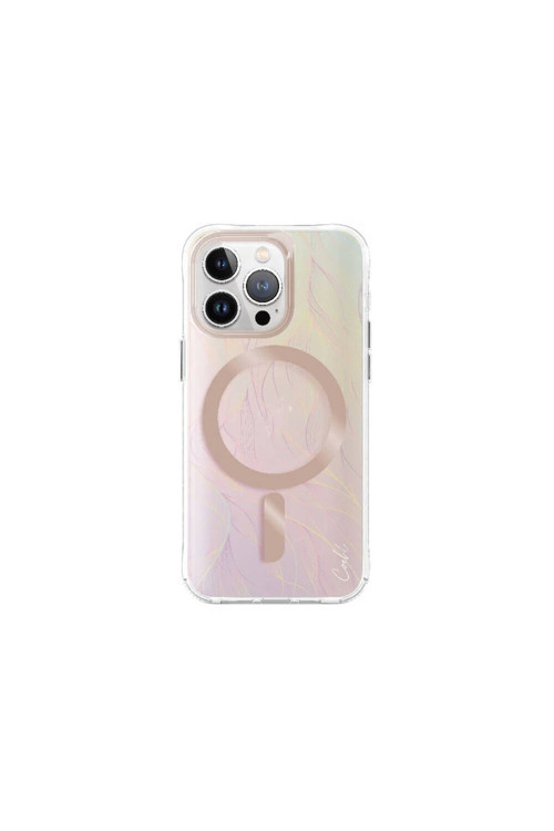 İphone 15 Pro Max Uyumlu Kılıf Magsafe Şarj Özellikli Yaprak Desenli Willow Kılıf Pembe