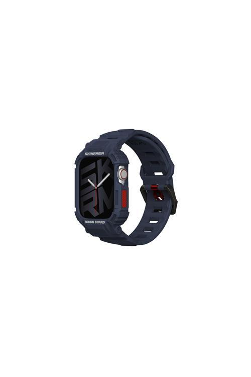 Watch 44 Mm Uyumlu 2İn1 Tpu Kasa Koruyuculu Silikon Kordon Skinarma Mecha Lacivert
