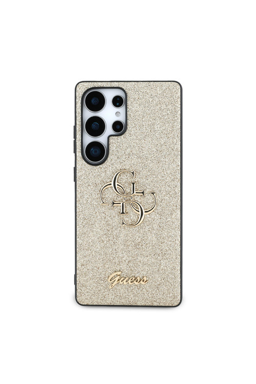 Galaxy S25 Ultra Kılıf Lisanslı 4G Büyük Metal Logolu Glitter Kapak Gold
