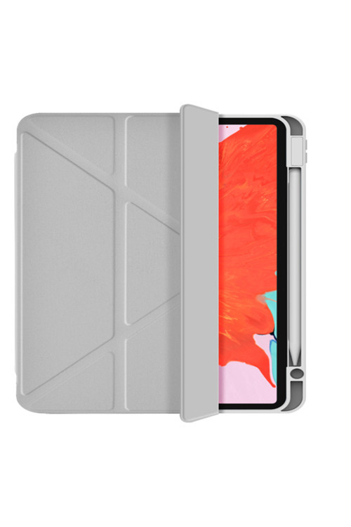 İpad Air 11 2025 M3 Kılıf 360 Derece Dönebilen Standlı Magnetik Koruyucu Tablet Kılıfı Gri